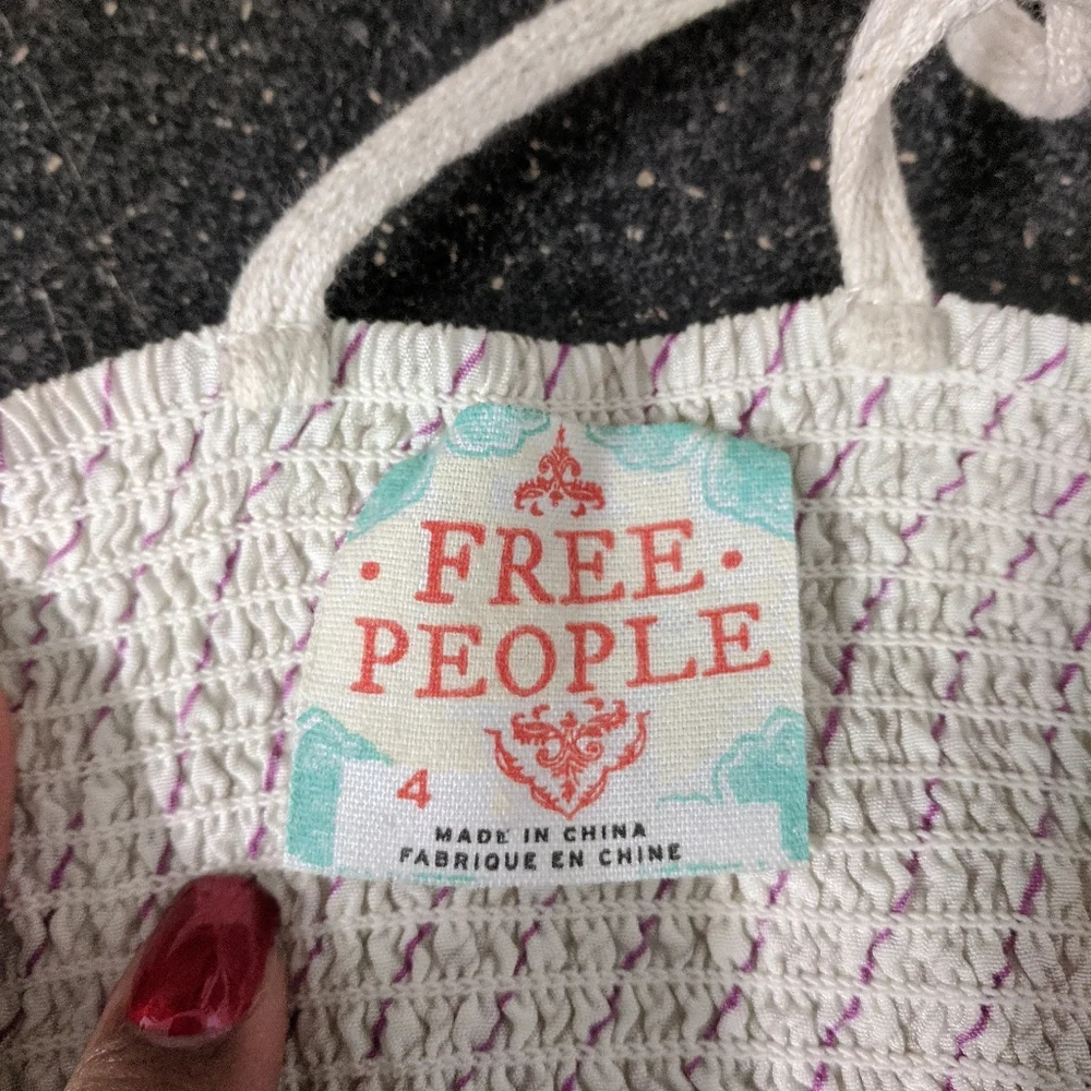 Free People Cream Floral Embroidered Strappy Tank - Picture 5 of 5